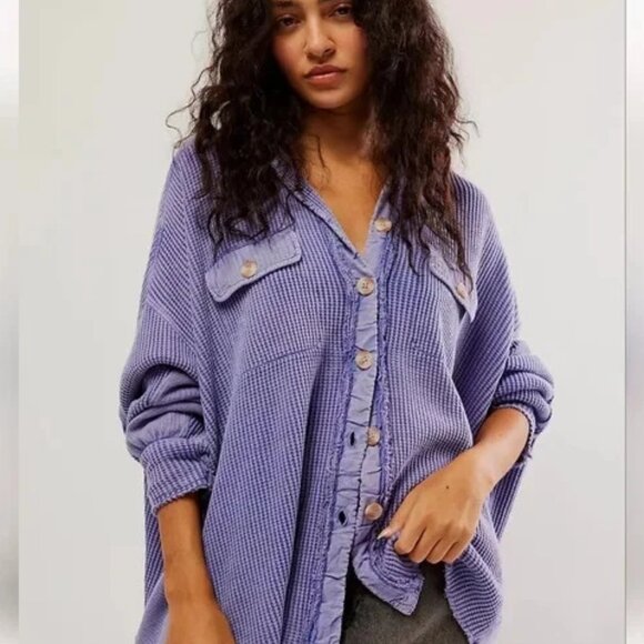 Free People Jackets & Blazers - Free People Fp One Scout Jacket Tharmal Buttondown Long Sleeve Sweatshirt M
